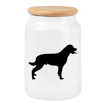 Dog - Cookie Jar with Wooden Lid - white - Front