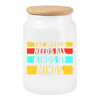Le monde a besoin de toutes sortes d’esprits inspirants - Boîte à biscuits avec couvercle en bois - blanc - Devant