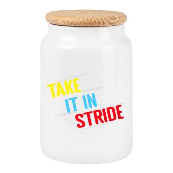 Running Run Take It In Stride Marathon Runner - Cookie Jar with Wooden Lid - white - Front