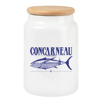 Concarneau Ville Close Thon - Boîte à biscuits avec couvercle en bois - blanc - Devant
