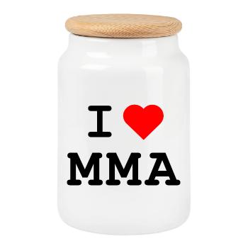 I love MMA  - Ich liebe MMA - Cookie Jar with Wooden Lid - white - Front