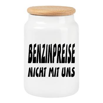 Benzin - Keksdose mit Holzdeckel - Weiß - Vorne