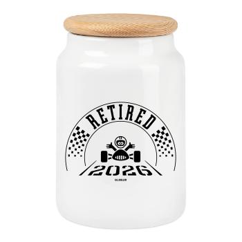 Retraité 2026 (Retraité / Retrait / Entrée à la retraite / Noir) - Boîte à biscuits avec couvercle en bois - blanc - Devant