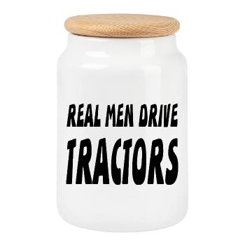 Tractor - Cookie Jar with Wooden Lid - white - Front