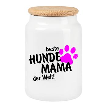 beste Hundemama der Welt - Keksdose mit Holzdeckel - Weiß - Vorne