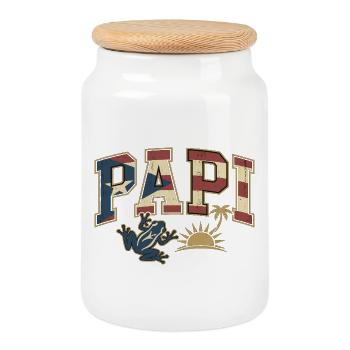 Papi Puerto Rico Flag - Cookie Jar with Wooden Lid - white - Front
