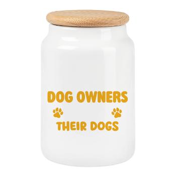 5 Out Of 4 Dog Owners Talk To Dogs Humor - Cookie Jar with Wooden Lid - white - Front