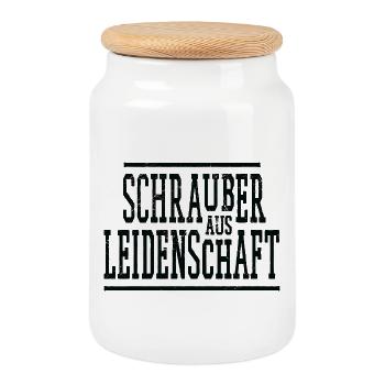 Schrauber Spruch  - Keksdose mit Holzdeckel - Weiß - Vorne
