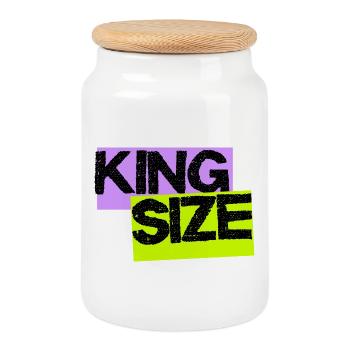 Streetwear urbain King Size – Design de mèmes statement - Boîte à biscuits avec couvercle en bois - blanc - Devant