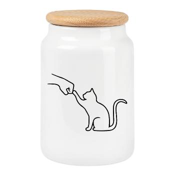 Équipe Patte de Chat Drôle de Poing - Boîte à biscuits avec couvercle en bois - blanc - Devant