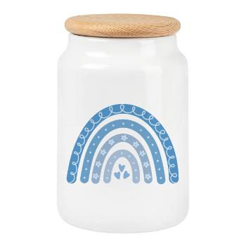 Bohème Bleu Arc-en-ciel - Boîte à biscuits avec couvercle en bois - blanc - Devant