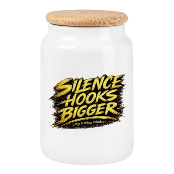 Silence Hooks Bigger Carp Fishing Mindset - Boîte à biscuits avec couvercle en bois - blanc - Devant