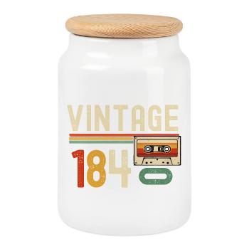 Cassette vintage 1840 - Boîte à biscuits avec couvercle en bois - blanc - Devant