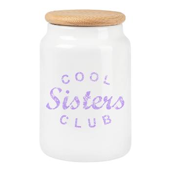 Cool Sisters Club Sister Gift - Cookie Jar with Wooden Lid - white - Front