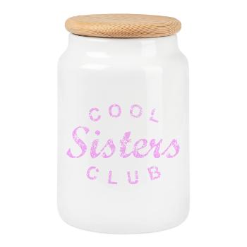 Cool Sisters Club Sister Gift - Cookie Jar with Wooden Lid - white - Front