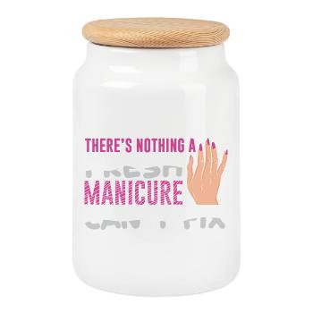 Nail Designer Nail Designer Cosmetics Nail Salon - Cookie Jar with Wooden Lid - white - Front
