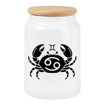 Crabe de la Constellation - Boîte à biscuits avec couvercle en bois - blanc - Devant
