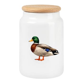 Stockente männlich in den Farben der Natur - Keksdose mit Holzdeckel - Weiß - Vorne