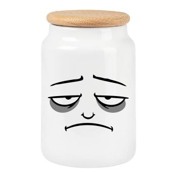 Mürrisches Trauriges Enttäuschtes Gesicht Lustig - Boîte à biscuits avec couvercle en bois - blanc - Devant