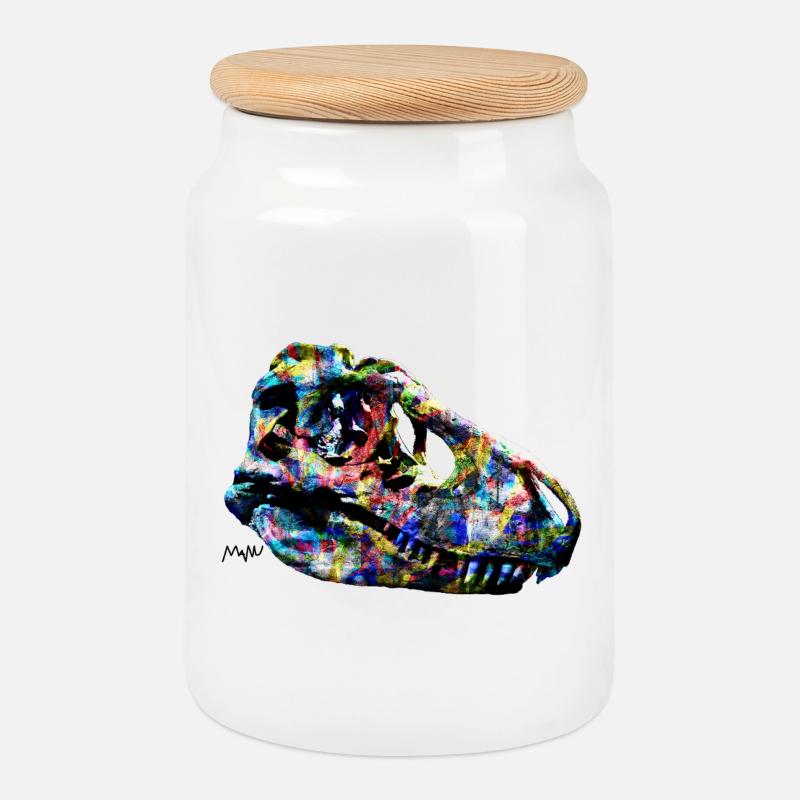 tarbosaurus - Cookie Jar with Wooden Lid - white