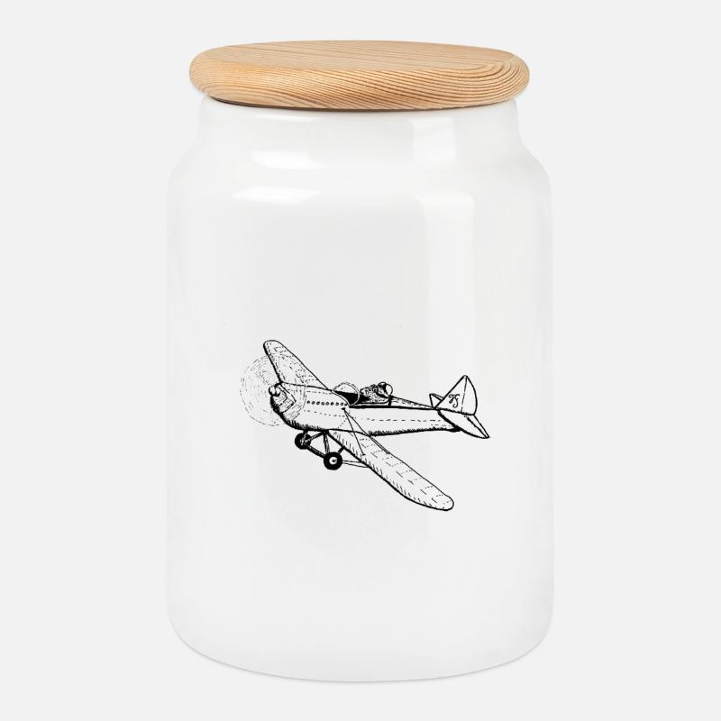 Whisker pilot - Cookie Jar with Wooden Lid - white