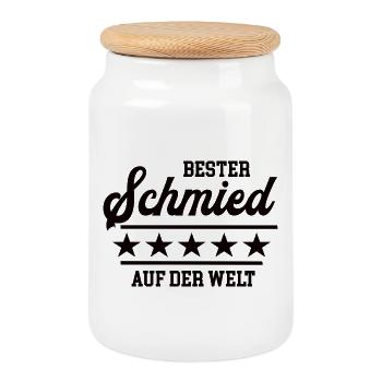 Schmied Bester Handwerker Schmiede Goldschmied - Keksdose mit Holzdeckel - Weiß - Vorne