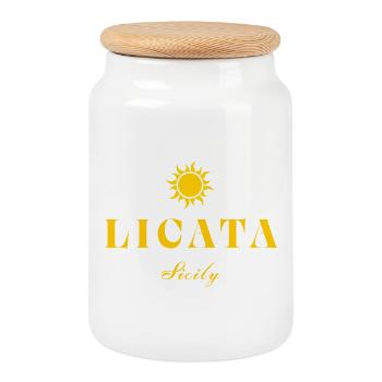Licata Sicily Sun - Cookie Jar with Wooden Lid - white - Front