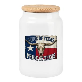 Crâne des Cornes de la fierté du Texas - Boîte à biscuits avec couvercle en bois - blanc - Devant