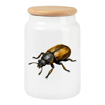 Insecte géométrique à faible polygonisme - Boîte à biscuits avec couvercle en bois - blanc - Devant