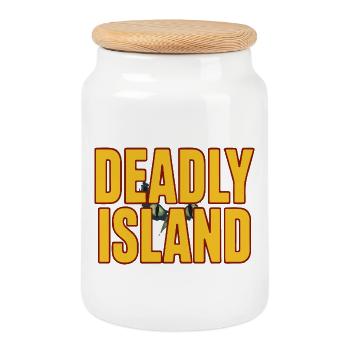 Island Bold Text - Cookie Jar with Wooden Lid - white - Front