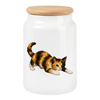 Emmi PolygonCat Art - Boîte à biscuits avec couvercle en bois - blanc - Devant