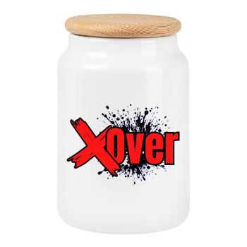 Xover Fusion Red - Keksdose mit Holzdeckel - Weiß - Vorne