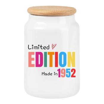 Limited edition Made in 1952 - Cookie Jar with Wooden Lid - white - Front
