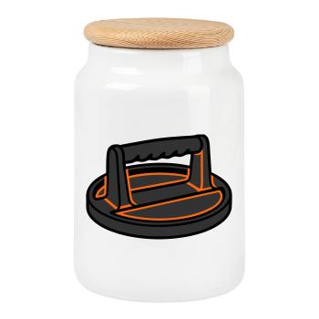 Burger Press Smashburger Grilling Food Truck - Cookie Jar with Wooden Lid - white - Front