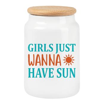 Les filles veulent avoir le soleil - Boîte à biscuits avec couvercle en bois - blanc - Devant