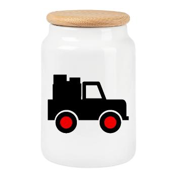 Auto - Keksdose mit Holzdeckel - Weiß - Vorne