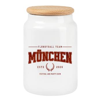 Flunkyball Profi Team München Vintage Shirt - Keksdose mit Holzdeckel - Weiß - Vorne