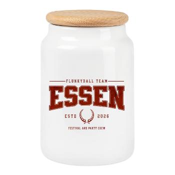 Flunkyball Profi Team Essen Vintage Shirt - Keksdose mit Holzdeckel - Weiß - Vorne