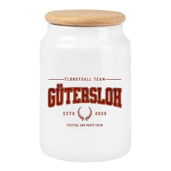T-shirt classique de l’équipe Flunkyball Profi de Gütersloh - Boîte à biscuits avec couvercle en bois - blanc - Devant