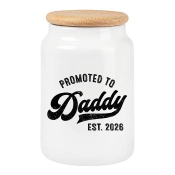 Promoted to Daddy – Best Daddy 2026 - Cookie Jar with Wooden Lid - white - Front