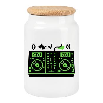 DJ Mixer Mischpult Techno Festival Raver - Boîte à biscuits avec couvercle en bois - blanc - Devant