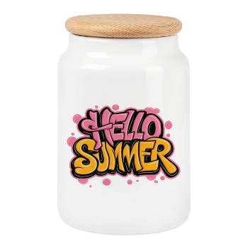 Hello Summer Street Style Graffiti - Keksdose mit Holzdeckel - Weiß - Vorne