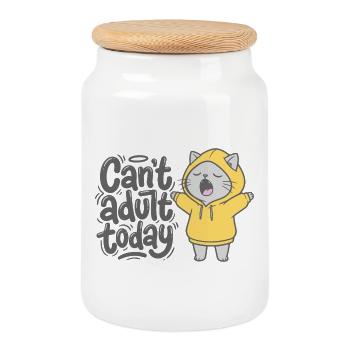 Can't adult today - Cat Pullover Hoodie - Cookie Jar with Wooden Lid - white - Front