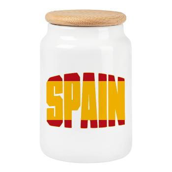 Maillot de football espagnol, design du ventilateur Espagne - Boîte à biscuits avec couvercle en bois - blanc - Devant