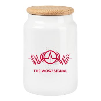 Wow Signal Geometric Retro - Boîte à biscuits avec couvercle en bois - blanc - Devant