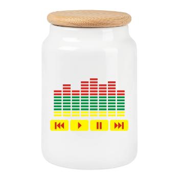 Equalizer DJ music player - Boîte à biscuits avec couvercle en bois - blanc - Devant