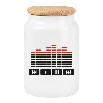 Equalizer audio player dj - Boîte à biscuits avec couvercle en bois - blanc - Devant