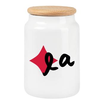 Karola - Cookie Jar with Wooden Lid - white - Front