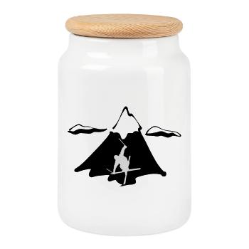 Freestyle ski de montagne - Boîte à biscuits avec couvercle en bois - blanc - Devant