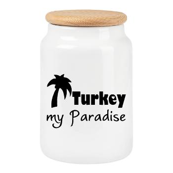 Turkey Paradise Türkei Urlaub Geschenk - Keksdose mit Holzdeckel - Weiß - Vorne